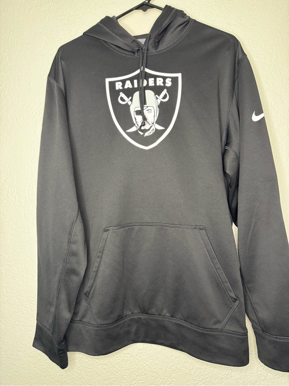 NFL Raiders Black Pullover Hoodie with White Logo